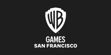 The WB Games San Francisco logo on a black background. The logo is a shield with the letters W and B inside. Beneath the shield is the word "GAMES" and beneath that "SAN FRANCISCO".